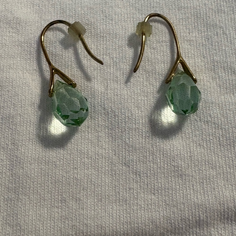 Elegant Bronze/Gold and Green Drop Earrings